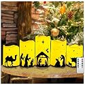 QVAIVE Flameless Christmas Nativity Scene Candles, Pillar Flickering Religion Candle with Timer Remote,Battery Operated LED Fake Candle for Xmas Home