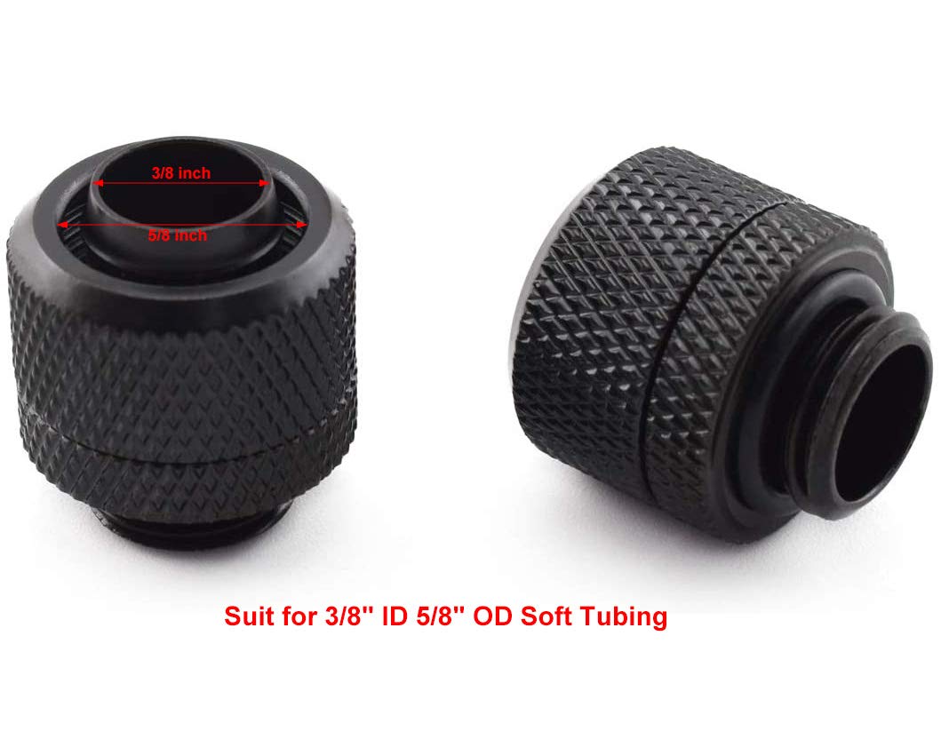 SDTC Tech 4-Pack G1/4" to 3/8" ID 5/8 OD Quick Tighten Compression Fitting for Soft Tubing, PC Water Cooling System Soft Tube Connectors