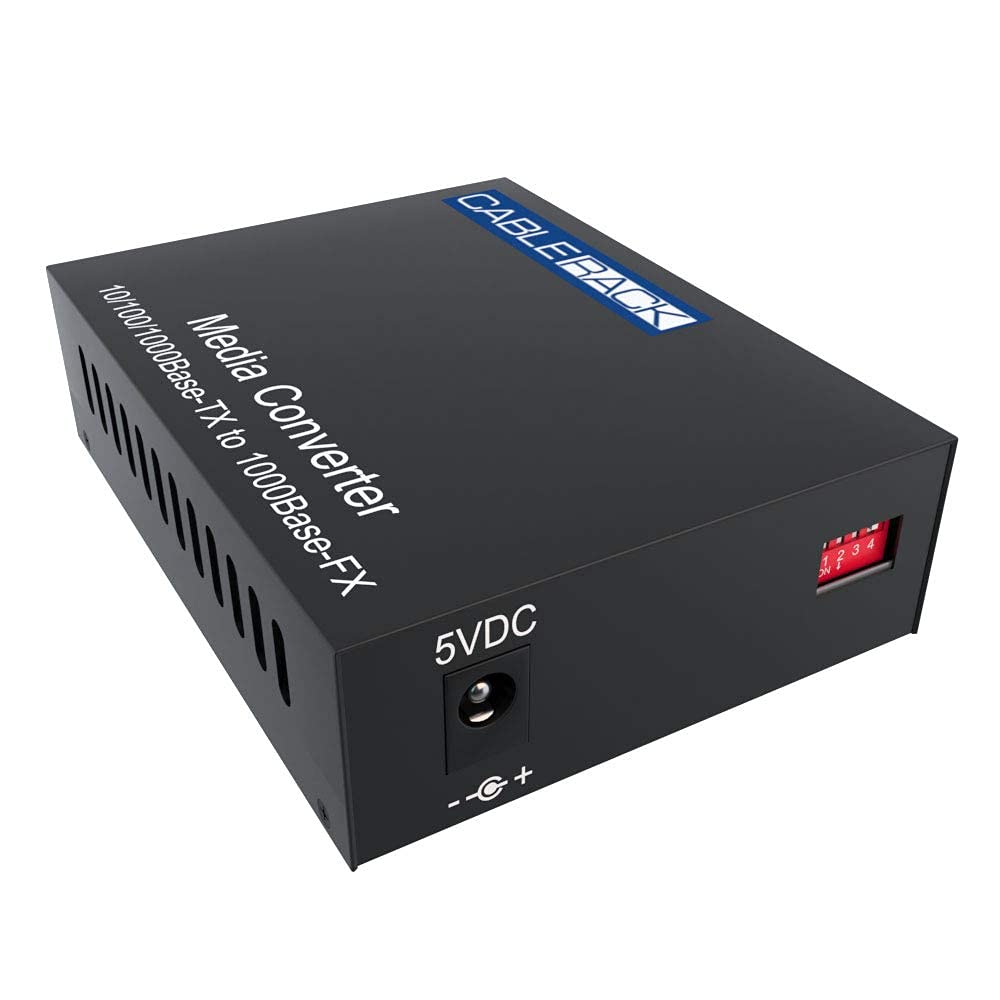 2-Pack Gigabit Media Converter LC Multi-Mode Fiber Media Converter, up to 550m, 10/100/1000Base-Tx to 1000Base-SX (SX Transceiver Included) by