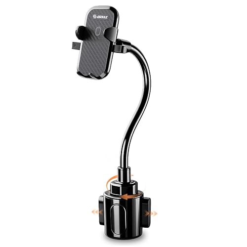 Esoulk] Upgraded 15" Cup Holder Phone Holder for Car, Adjustable Long Gooseneck Phone Mount with Stable Expandable Base for iPhone 17/16/15/14 Pro
