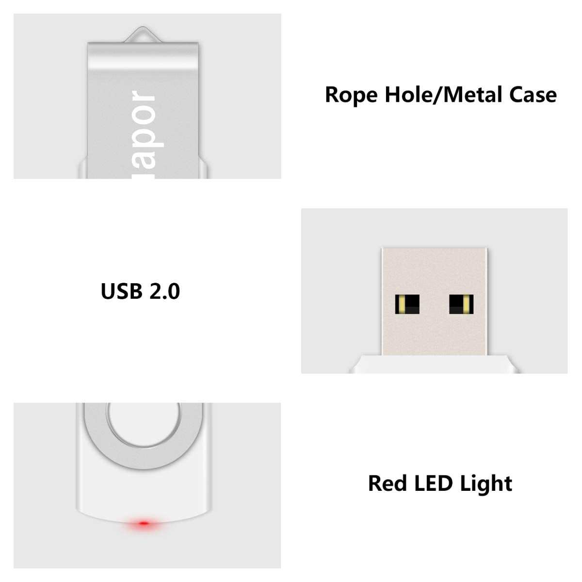 USB Flash Drive 32GB Exmapor USB Drive Swivel Thumb Drive Bulk Memory Stick with LED Indicator 10 Pack(Mixed Colors: White, Green, Red, Blue, Black)