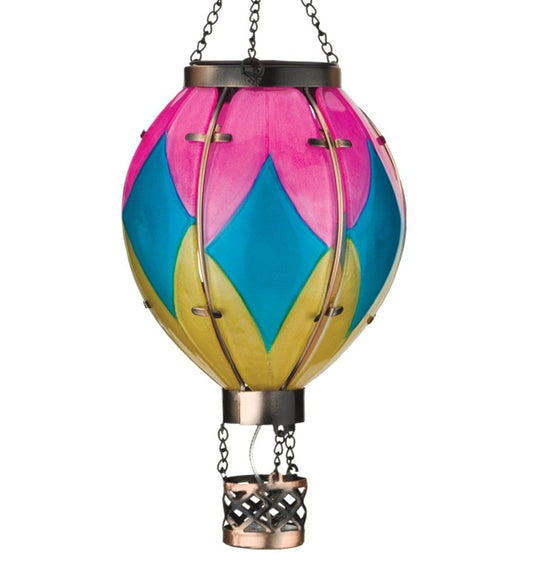 Regal Art & Gift Hot Air Balloon Solar Lantern - Hanging Solar-Powered LED Lights, Waterproof Portable Decorative Outdoor Lamp Made of Metal & Glass