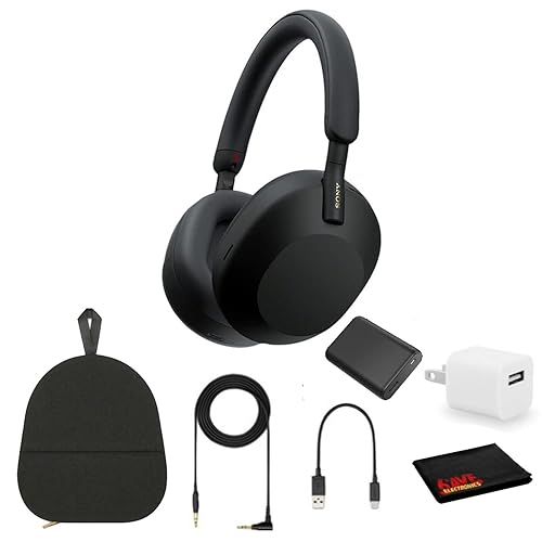 Sony WH-1000XM5 Noise-Canceling Wireless Over-Ear Headphones (Black), 30 Hours Playback Time, Hands-Free Calling, Alexa Voice Control - Kit…