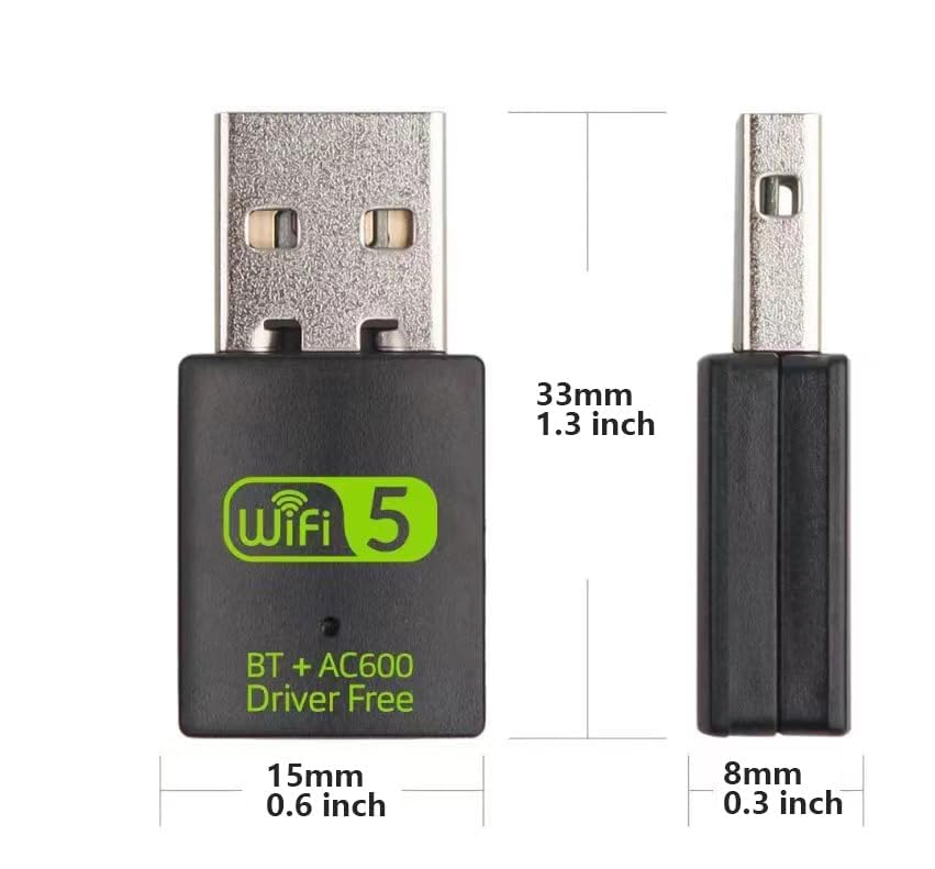 USB WiFi Adapter?600Mbps USB WiFi Bluetooth?Dual Band 5G/2.4G Wireless Network Adapter for Desktop Laptop PC?Compatible with Windows 7/8/8.1/10/11?