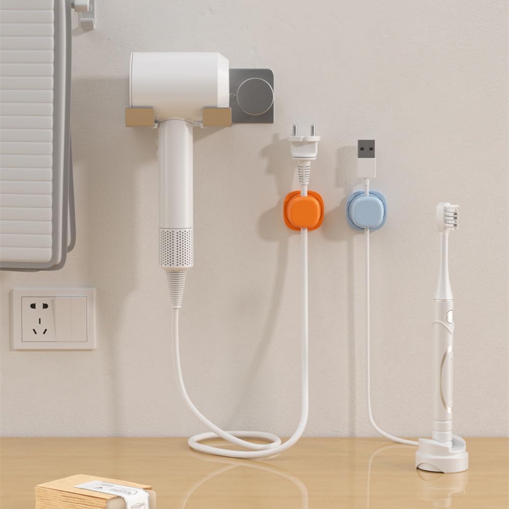 6 Pack [1s Lock] Spring Cord Holder Clips,Upgraded 360° Rotatable Cord Organizer, Strong Cable Holder, Adhesive Wire Keeper, Phone Cord Holder