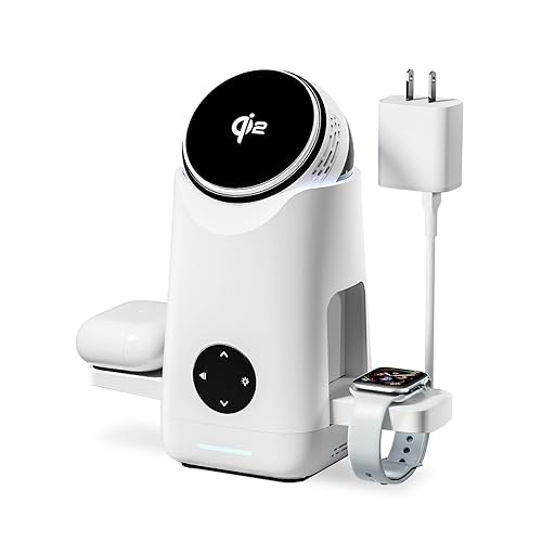 3-in-1 Charging Station for Apple & Samsung - Qi2 Certified 15W Rotating Wireless Mag-Safe Charger Stand for Apple - iPhone 17 16 15 14 13 12