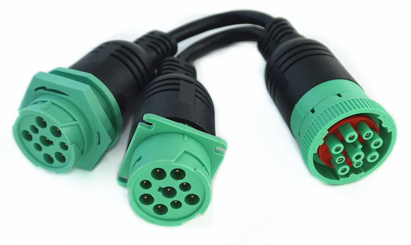 YPP Waterproof Overmolded J1939 Type 2 Splitter Y Cable 1 Male to 2 Female 9pin connectors