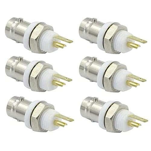 bnafes BNC Chassis Panel Mount Socket Female Jack Solder Type Connectors Adapter - (6 Pcs)