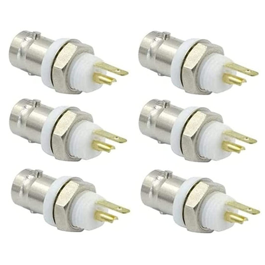 bnafes BNC Chassis Panel Mount Socket Female Jack Solder Type Connectors Adapter - (6 Pcs)