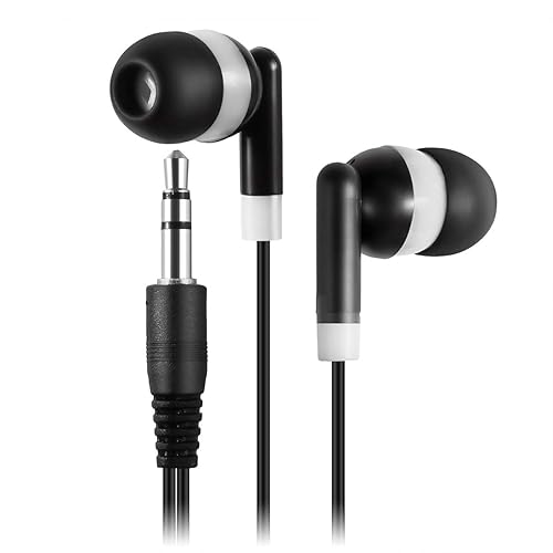 Keewonda Bulk Earbuds Headphones Wholesale KWA-08-W Earphones, 100 Pack Disposable Ear Buds Bulk Individually Wrapped Headphones for School Classroom…