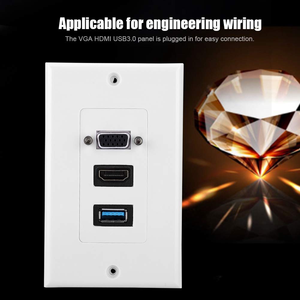 Zopsc USB VGA Wall Socket Panel Wall Mount Panel Adapter with Mounting Screws for Easy Installation