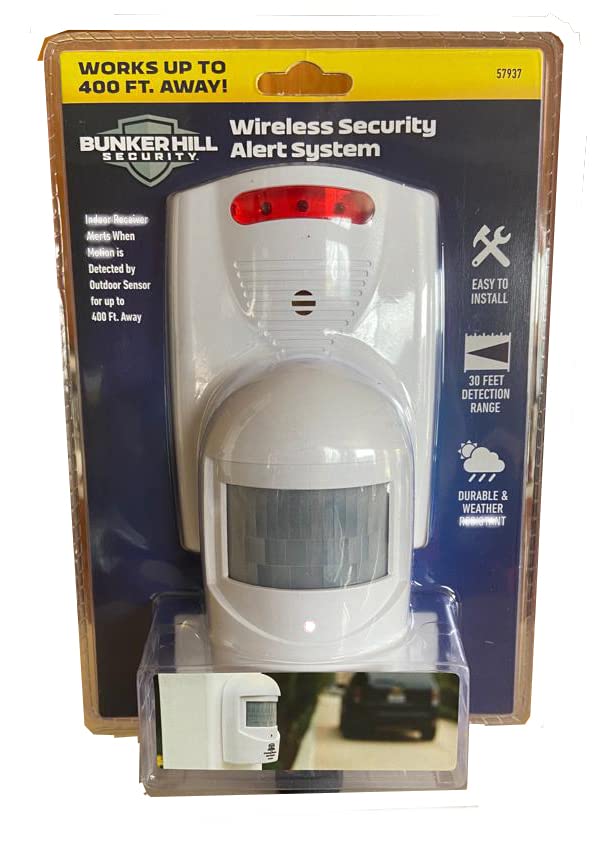 Bunkerhhill Wireless Motion Sensor Driveway Alert System 30 ft 40 Degrees