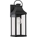 Capital Lighting 946411BK Bradford Clear Glass Outdoor Wall Lantern, 1-Light 100 Watt, 17" H x 6" W, Black