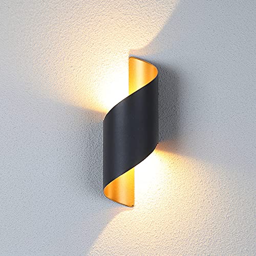 VinTopsh LED Up Down Wall Light,IP65 Wall Lamp,Indoor/Outdoor Wall Light,Modern Black Led Wall Sconce Lamp for Garden Corridor Porch,10W Warm White
