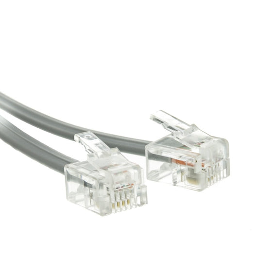 CableWholesale 25 feet Telephone Cord for Voice (VoIP), RJ11 Plug Gold Plated Connectors, 6P / 4C, Silver Satin, 28AWG, Reverse, RJ11 Phone Cable