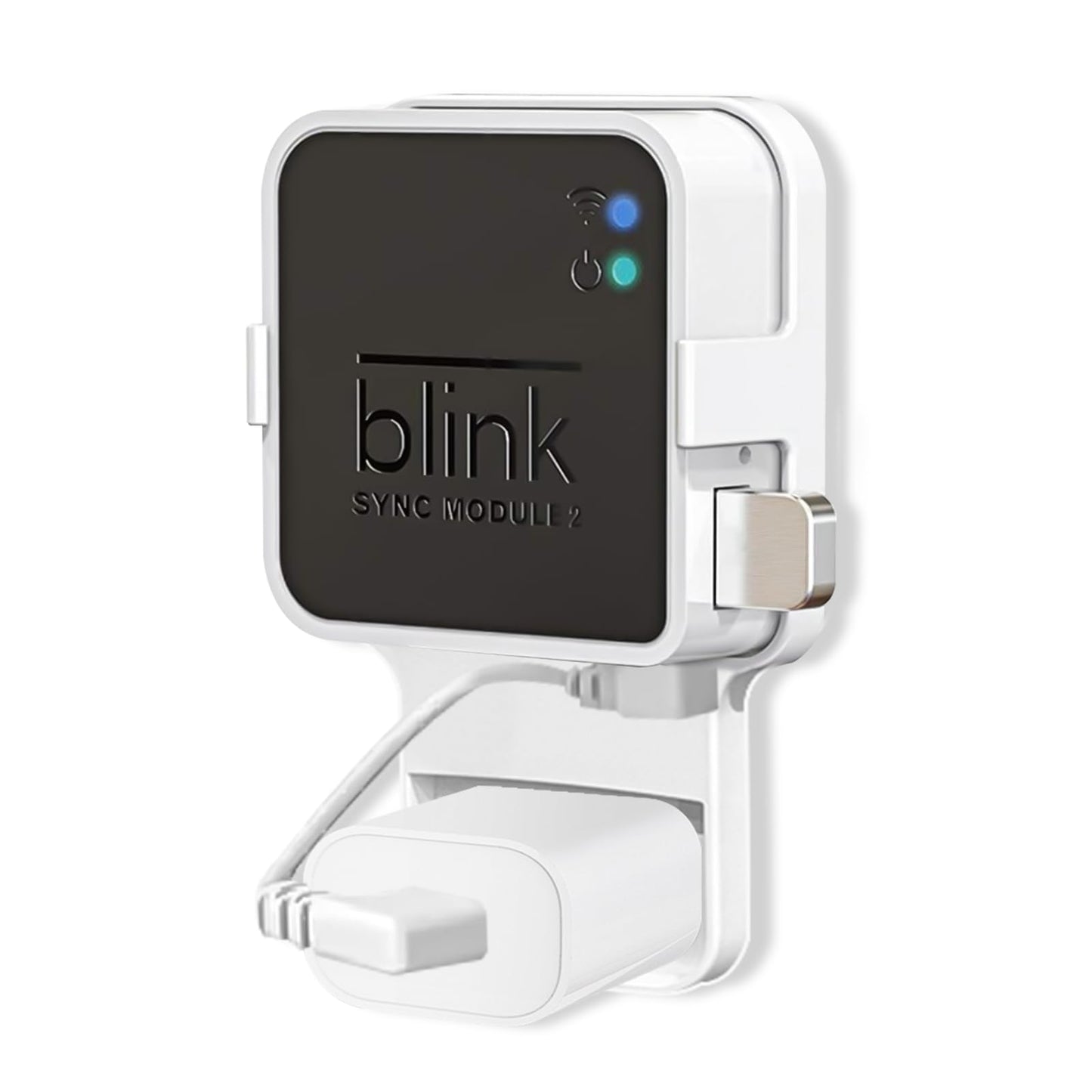 Sync Module 2 Outlet Wall Mount for Blink Doorbell Camera, Window Sensors Accessories,Doorbell Chime Inside House Bracket Holder with Short Cable (1