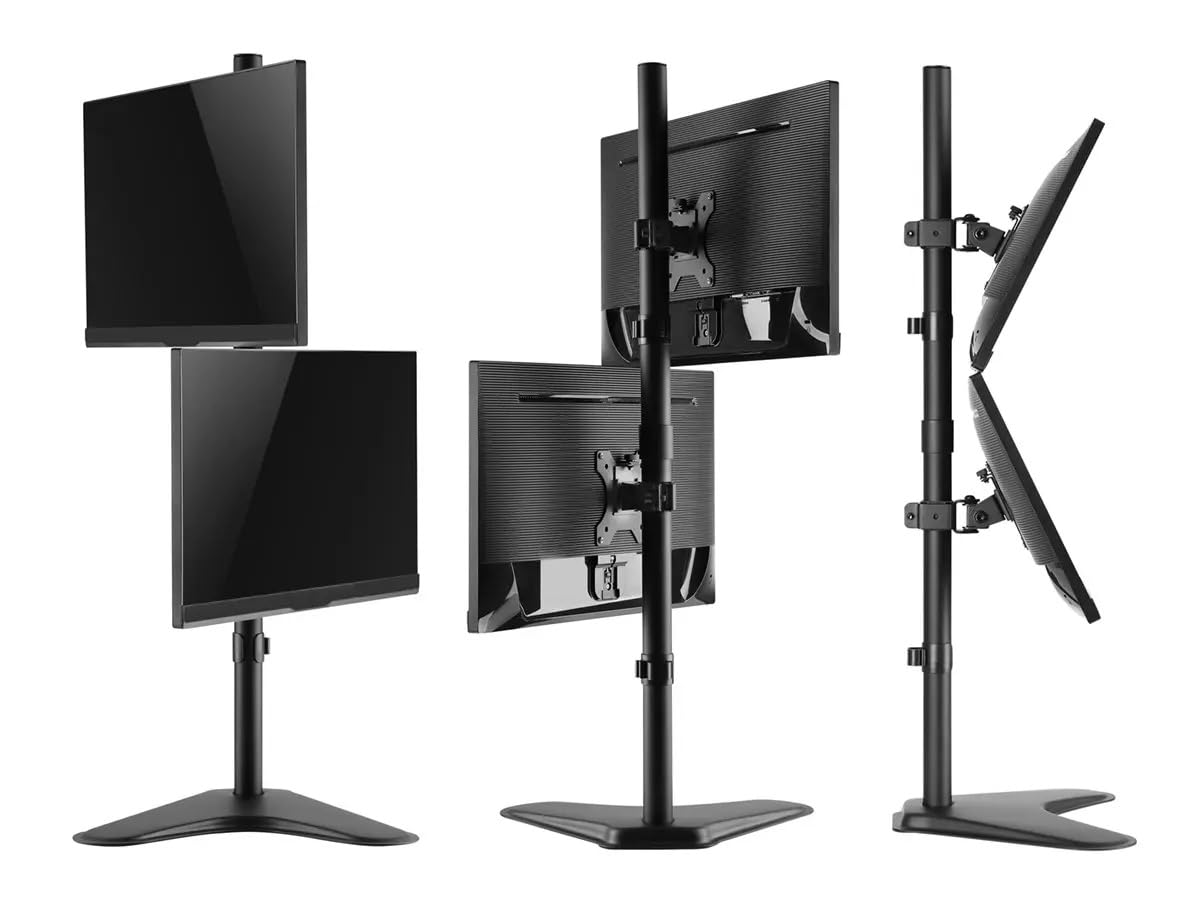 Monoprice Adjustable Tilting DUAL Desk Mount Bracket for LCD LED (Max 33Lbs, 10~23inch) - Black