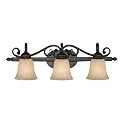 Golden Lighting Belle Meade 3 Light Bath Vanity in Rubbed Bronze with Tea Stone Glass