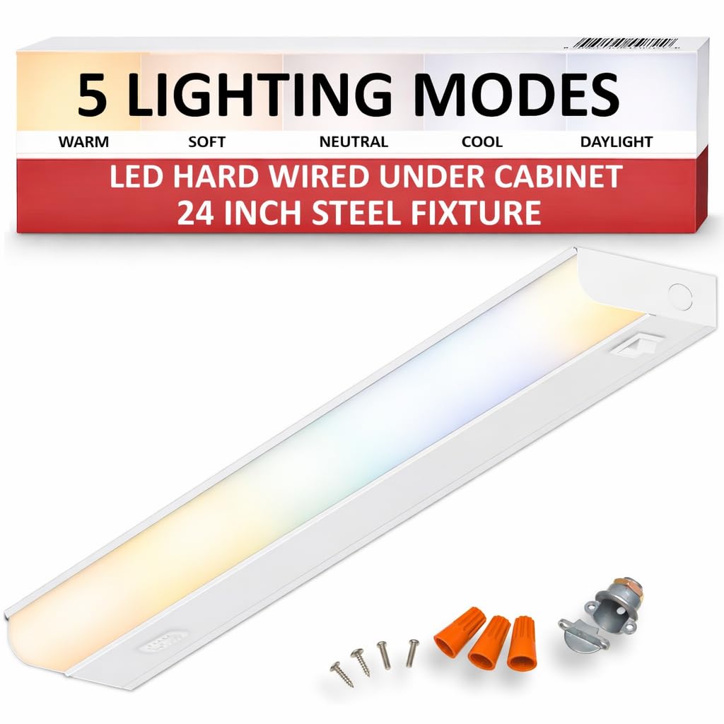 Lighting Labs Heavy-Duty Steel Hardwired Under Cabinet Light, 24 in., 5 CCT Selectable (2700K-5000K), True Replacement for Built-in Fixtures, Wide
