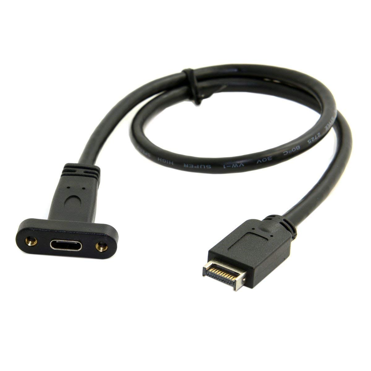 cablecc USB 3.1 Front Panel Header to USB-C Type-C Female Extension Cable 40cm with Panel Mount Screw