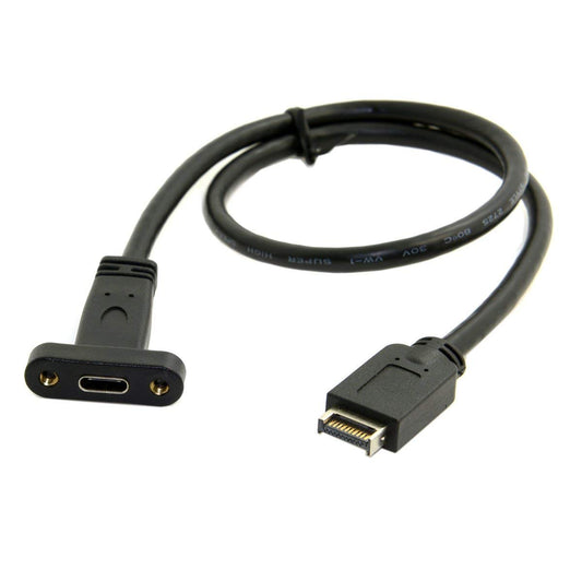cablecc USB 3.1 Front Panel Header to USB-C Type-C Female Extension Cable 40cm with Panel Mount Screw