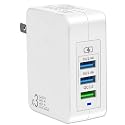 Fast Charge 3.0 USB Wall Charger (3A Max.) with Dual 5V/2.4A USB Ports (Total 4A), Portable 38W QC3.0 USB Charger Power Adapter with Foldable Plug