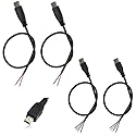 KSOPUERT 4 Pcs Mini 5P USB to Bare Wire Open End Cable 3.3FT 5V 2.1A 22AWG 2 Cores & 4 Cores Power Pigtail Repair Tin on The Tail Cable Cord DIY Black