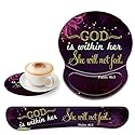 CUISHAN Ergonomic Gel Mouse Wrist Rest Pad and Keyboard Pad Set,Anti-Slip PU Bottom Easy Typing and Relieve Wrist Pain with Cute Coaster Set (3-Quote