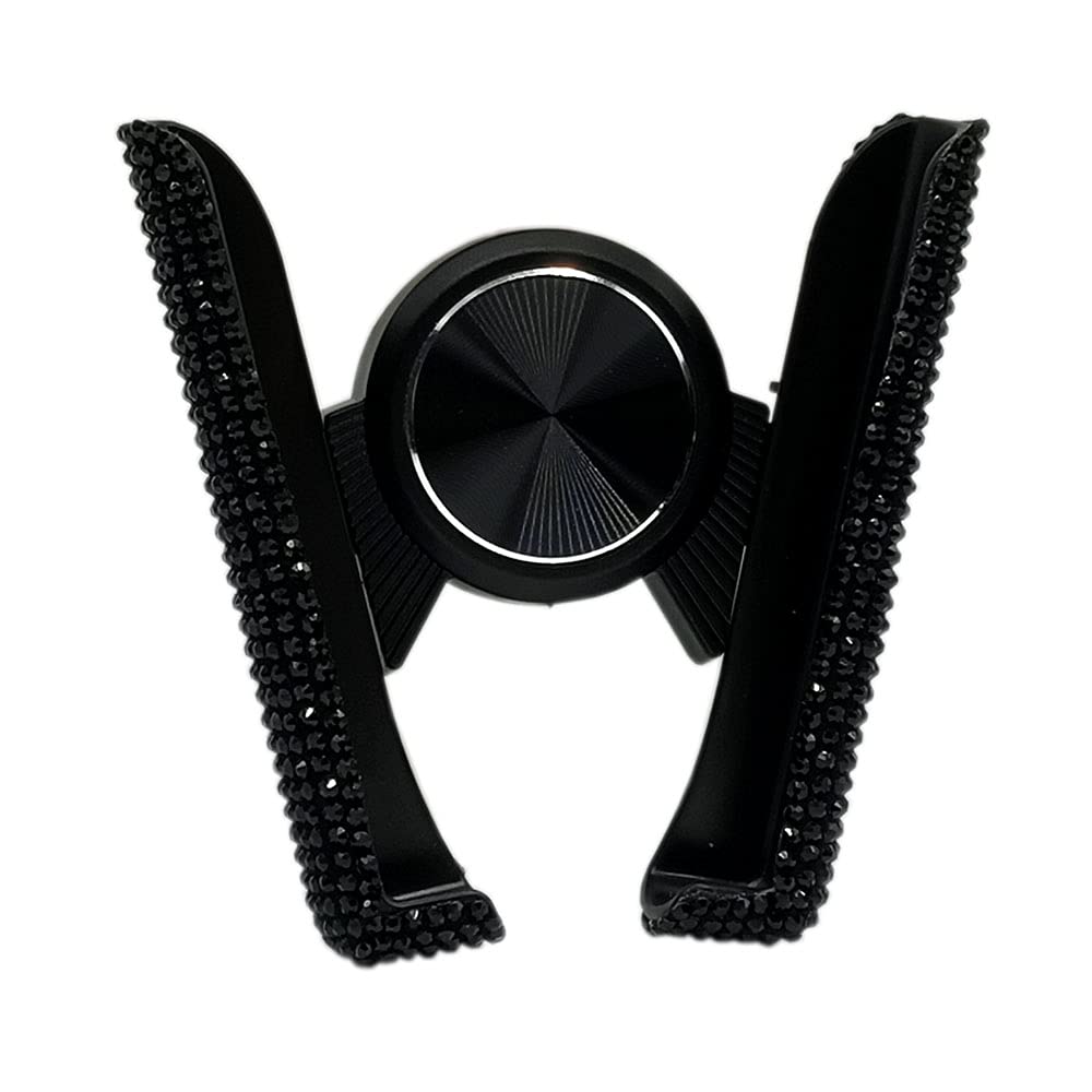 SUNCARACCL Bling Car Phone Holder, 360 Degrees Adjustable Crystal Auto Car Mount Phone Holder for Dashboard,Windshield and Air Vent (Black)