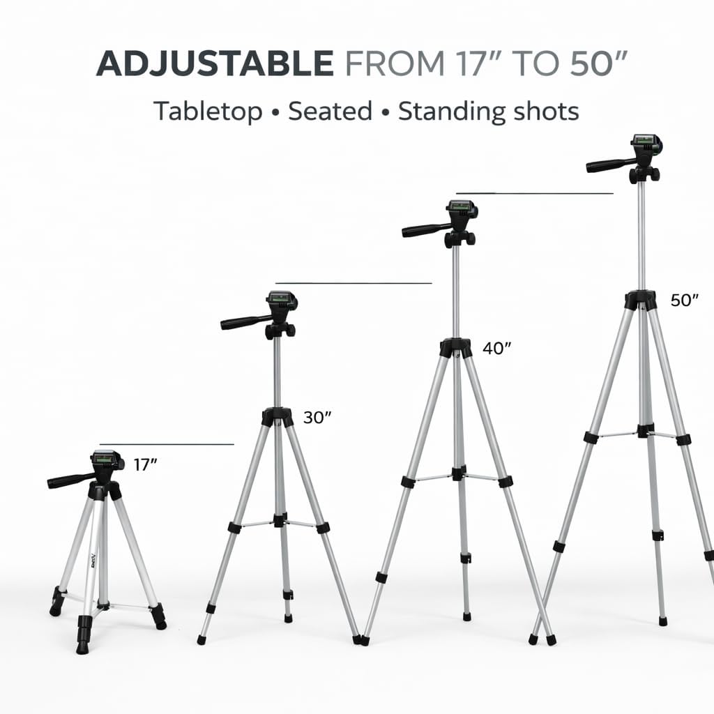 Acuvar 50” Phone Tripod with Holder - Lightweight Aluminum Tripod Stand for iPhone & Android, Camera & Vlogging, Travel Tripod with Carry Bag