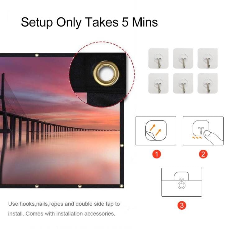 Projector Screen, 100 inch Movie Projector Screen16:9 Foldable Portable Projector Screens for Home Theater, Outdoor, Indoor Party, Office, Weding