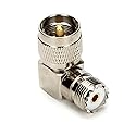 GDQLCNXB UHF PL259 Male to SO239 Female RF Coax Coaxial Connector Adapter Right Angle 90° Low Loss for CB Ham Radio Antenna, Coaxial Cable 1Pcs