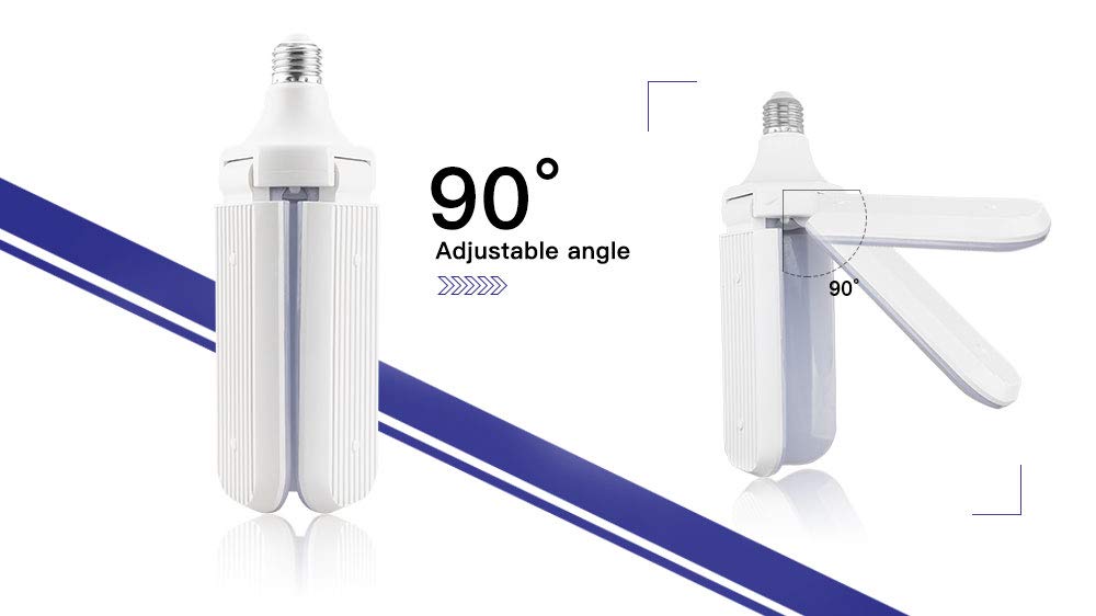 K JINGKELAI 45W LED Bulbs Super Brighter 45W Ceiling Fans led Bulb Lamps Foldable Household 3 Blades LED Light Bulbs,90 Angle Adjustable,E27 Medium