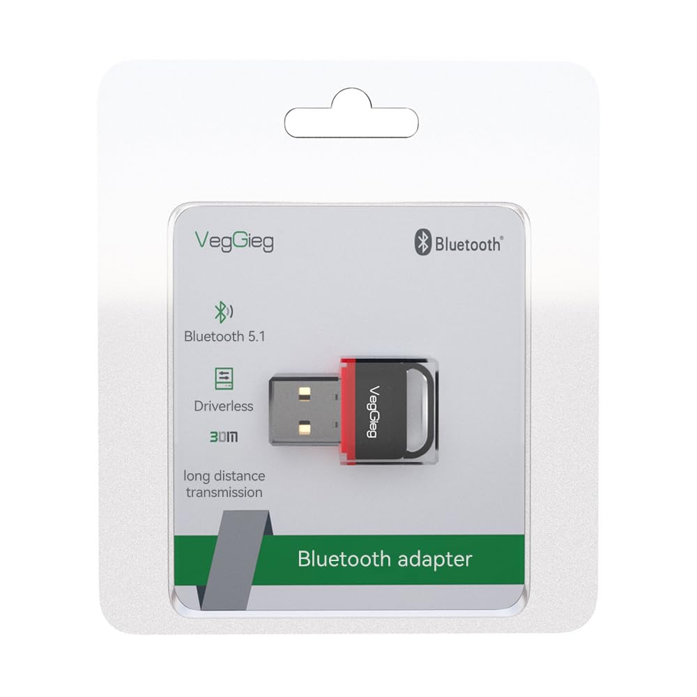 VegGieg - V-UB502 - USB Bluetooth 5.0 Adapter for Desktop PC - Mini Bluetooth Dongle Receiver & Transmitter for Laptop Computer - Support Headphones