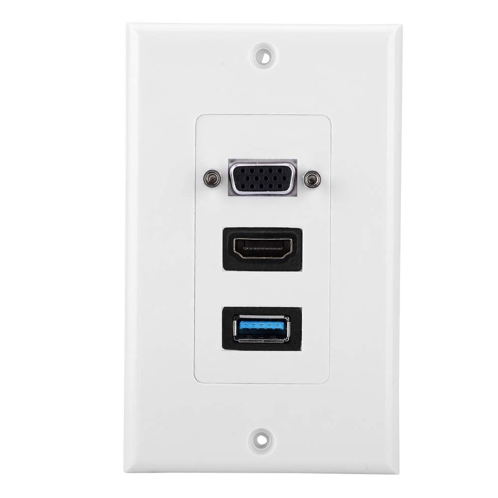 Zopsc USB VGA Wall Socket Panel Wall Mount Panel Adapter with Mounting Screws for Easy Installation