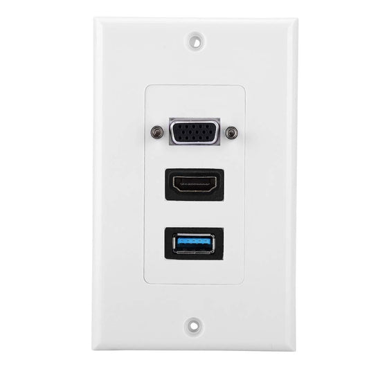 Zopsc USB VGA Wall Socket Panel Wall Mount Panel Adapter with Mounting Screws for Easy Installation