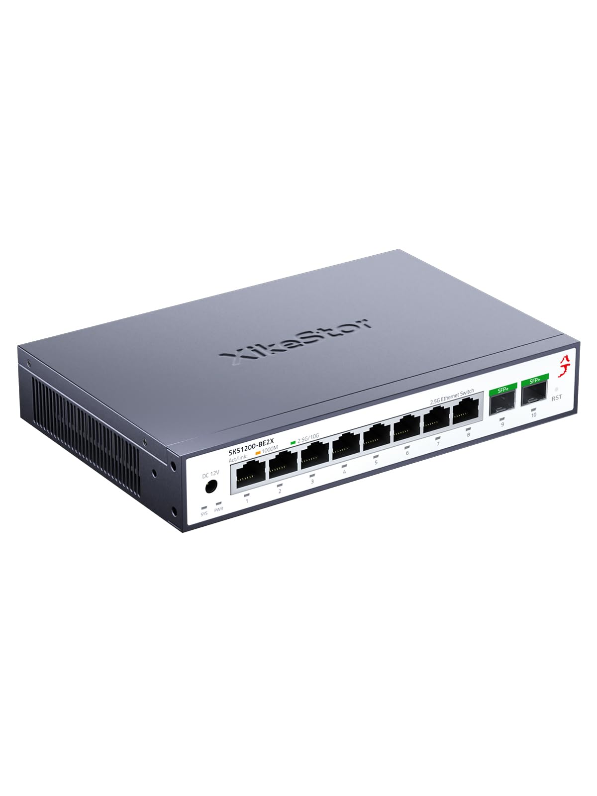 XikeStor 10 Port 2.5G Unmanaged Ethernet Switch,2x10G SFP+, 8×2.5 RJ45 Gigabit Network Switch, Robust Home Network Switch,Surpassing Basic Ethernet