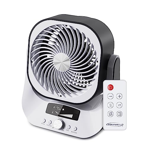 Soleus Air Circulator Fan with 12 Fan Speeds, Automatic 2-Way Oscillating, Digital Display, 7.5 Hour Auto Timer,Quiet, with Remote Control, Outdoor