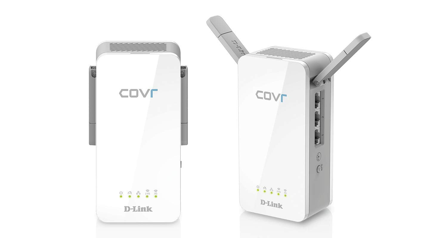 D-Link PowerLine COVR-P2502 AC1200 Smart Whole Home Mesh Wireless System Hybrid Dual Band Wall Plug in 3 x Gigabit Ports (2 x P2500 Adapters Kit)