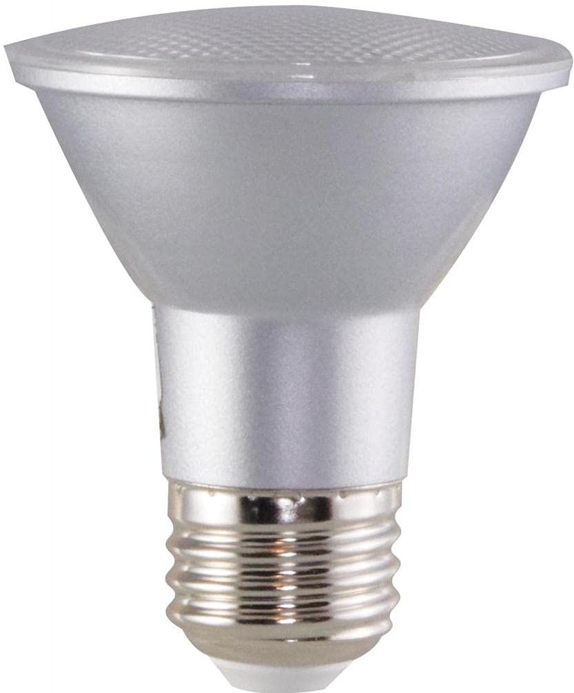 Satco S29401 Medium Base LED Light Bulb; Silver Housing; 120 Volts; 6.5 Watts; 520 Lumens; PAR20 Shape; E26 ANSI Base; 3000 CCT (Kelvin); Warm White