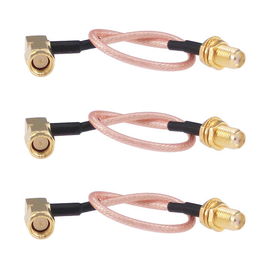 RFaha 3pcs RF coaxial Coax Assembly SMA Female to SMA Male Right Angle 15cm 6in FPV Antenna Extension Cable(F02-3)