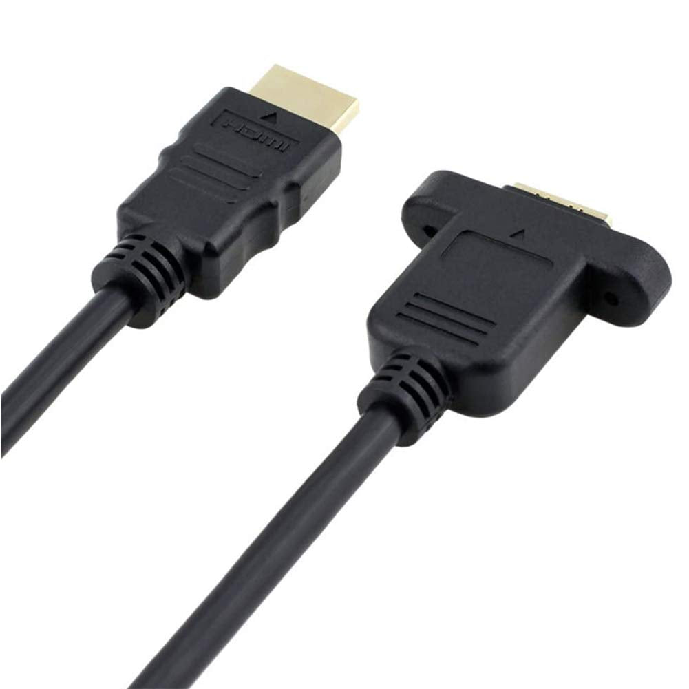 Bluwee HDMI Extension Cable High Speed HDMI Male to Female Extension Wire Cord HDMI Extender w/Screw Nut for Panel Mount - Gold Plated Plugs, Black