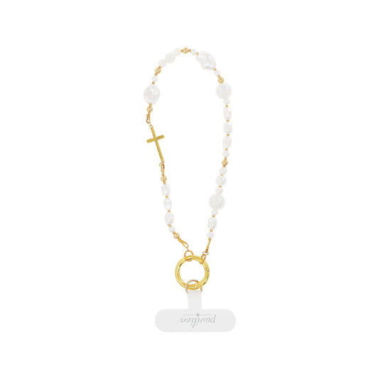 Pavilion Gift Company - Cross - Beaded Hands-Free Wrist Phone Strap Religion Religious Faithful Wristlet Accessory
