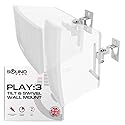 Sound Bass Play 3 Wall Mount White Pair, Compatible with Sonos Play:3 Only, Twin Pack, Adjustable Swivel & Tilt Mechanism, 2 Mounting Brackets