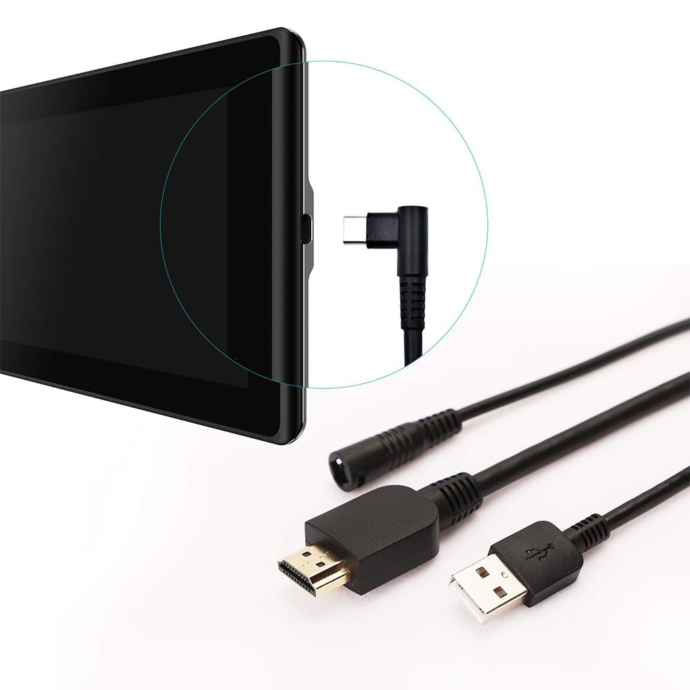 Spaseeba 3-in-1 Pen Display Cable CB01 Suitable for Graphics Drawing Tablet Monitor Kamvas Pro 12 / Pro13 / Pro16 with HDMI Power and USB Cables
