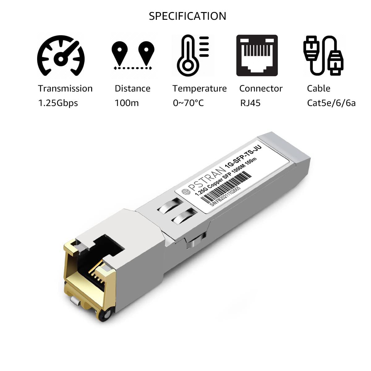 OPSTRAN 1000BASE-T SFP RJ45 Copper Transceiver Module Compatible with Juniper QFX-SFP-1GE-T SRX-SFP-1GE-T EX-SFP-1GE-T 100m Cat5e/6
