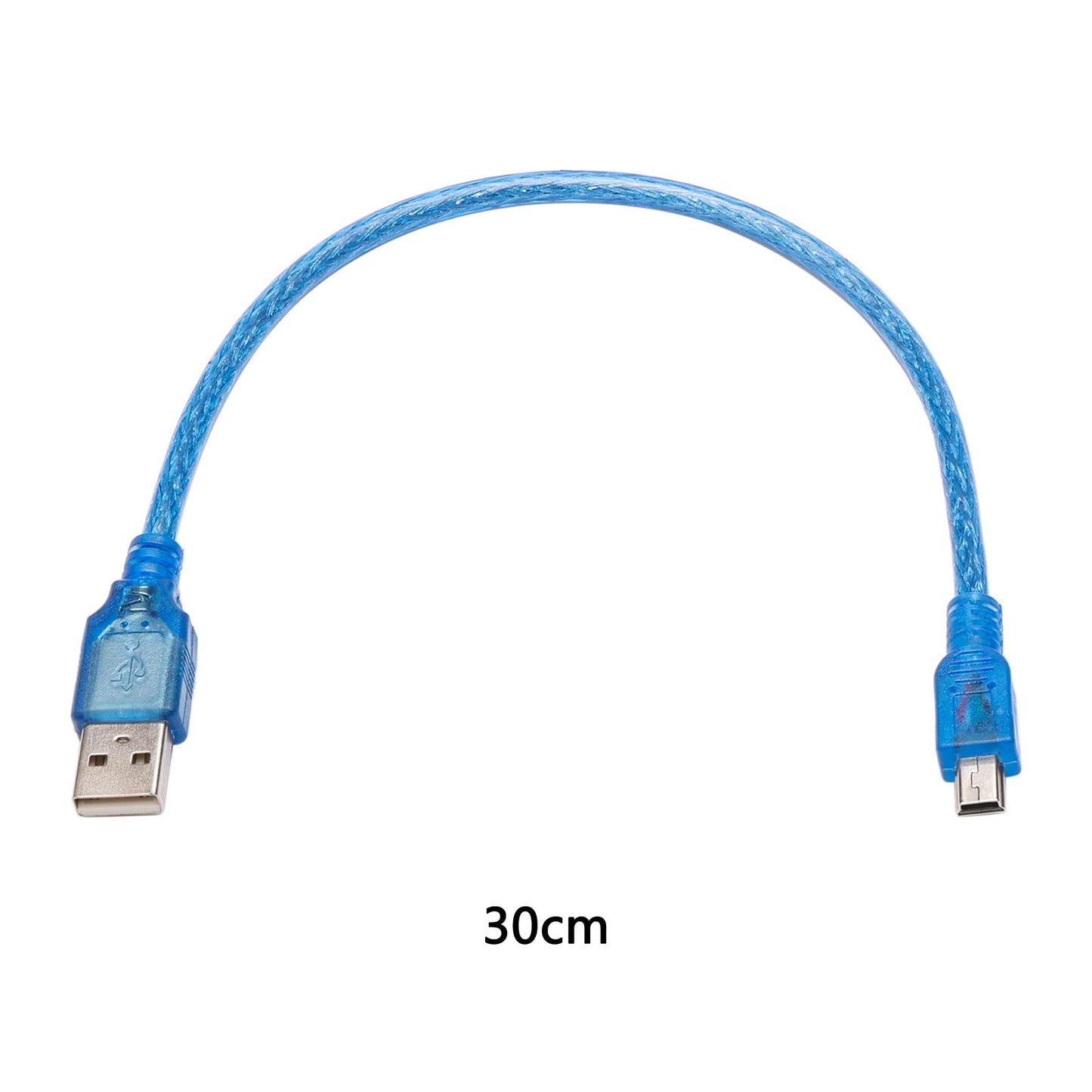 JIUWU Blue Short USB 2.0 A Male to Mini 5Pin B Male Data Charging Cable 30cm