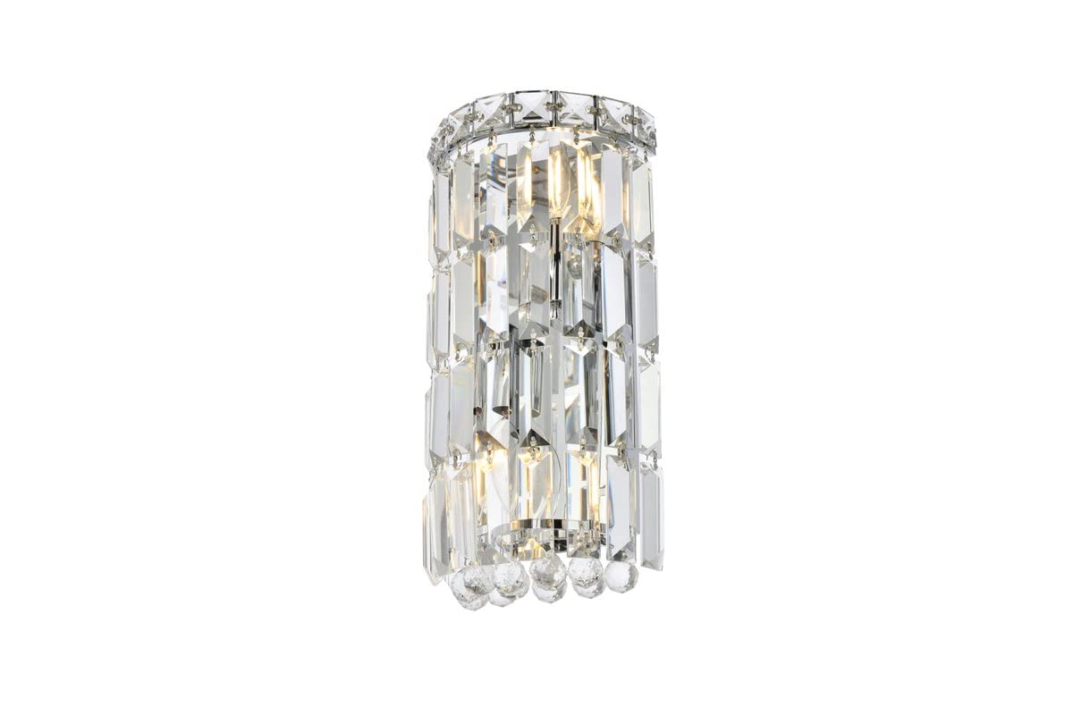 Elegant Lighting Maxim Collection 2030W6C/RC 2-Light Wall Sconce with Royal Cut Crystals, Chrome Finish