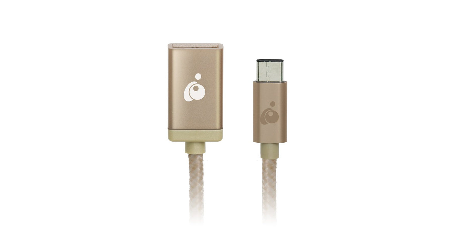 IOGEAR Charge & Sync USB-C to USB Type-A Adapter, Gold, G2LU3CAF10-GLD