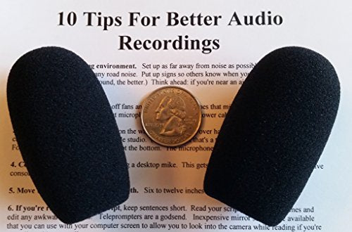 Compete Audio CA555 large microphone windscreens (Foam Microphone Covers) (2-pack) for use with mini-shotgun mics, larger headsets and desktop